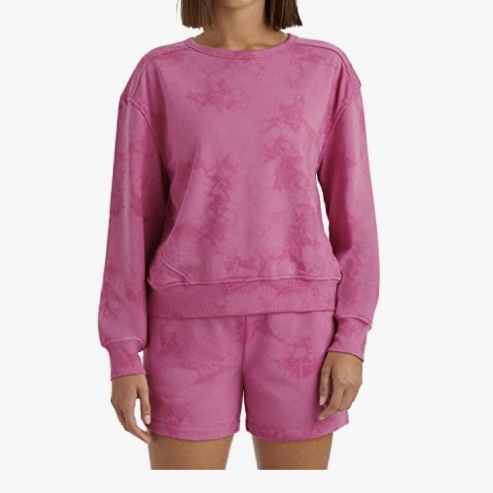 Member’s Mark Tropical Pink Tie-Dye Sweatshirt & Short Set Size XL .